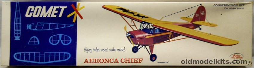 Comet Aeronca Chief - 54 inch Wingspan for R/C for Free Flight, 3506-298 plastic model kit